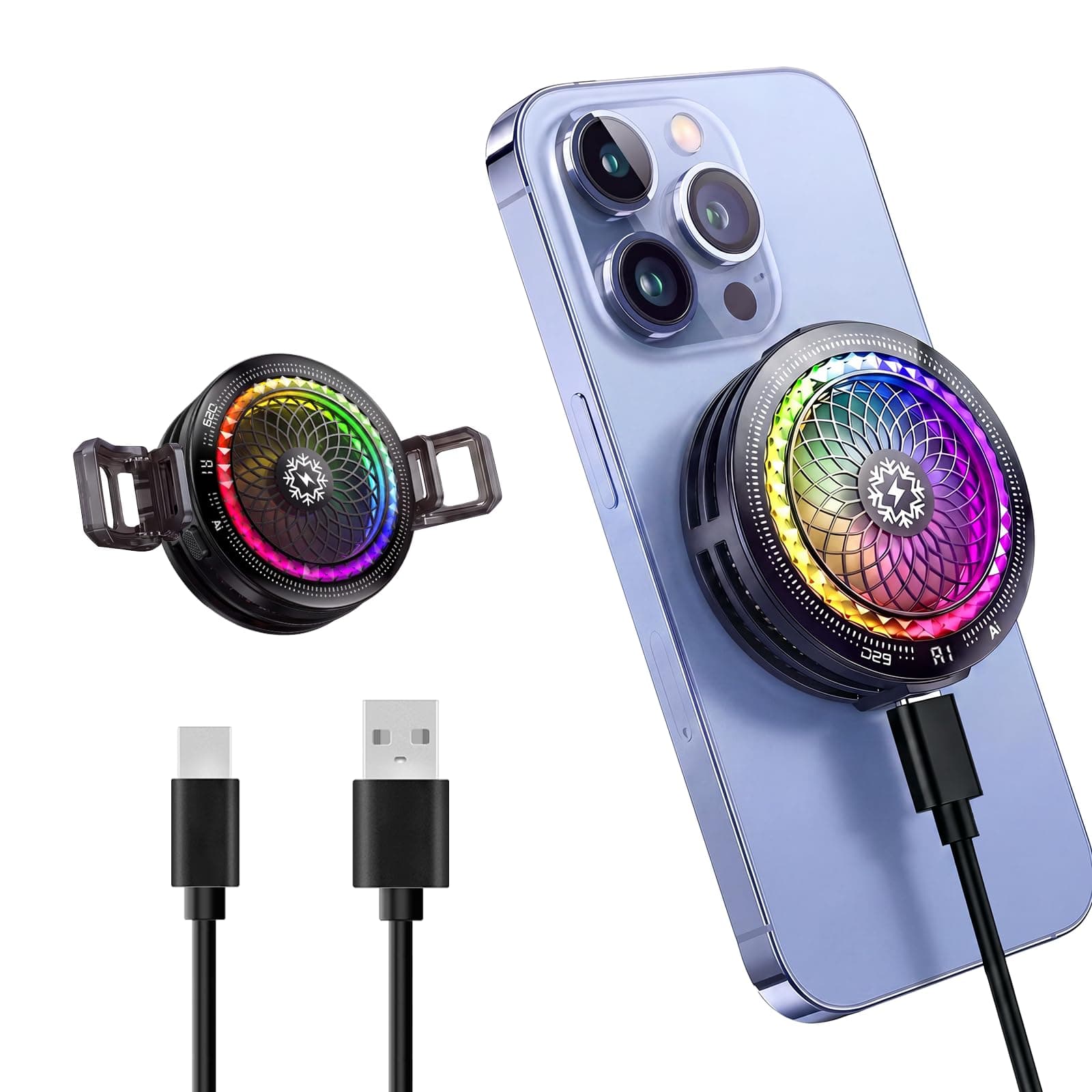 MOBILIFE Phone Cooler, 15W Magnetic Mobile Cooler for Gaming | 5 Cooling Modes, Instant Cooling Fan with Semiconductor Technology, RGB Lighting, Gaming Cooler Indoor, Outdoor