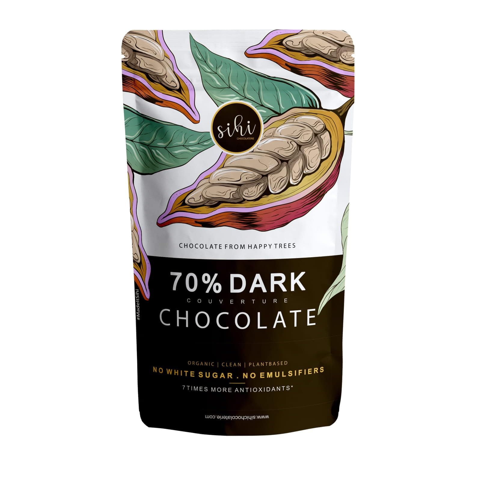Sihi Chocolaterie - 70% Dark Chocolate Couverture, Organic & Non Alkalized|No White Sugar|Smooth & Creamy|Best For Baking Or Eating|High In Antioxidants|Vegan, Plant Based - 150G (Pack Of 1)