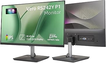 Acer RS242Y P1 23.8 Inch IPS FHD Monitor | 144Hz Refresh | 1ms VRB | AMD FreeSync | Ultra Slim 6.9mm ZeroFrame Design | HDMI + VGA | 99% sRGB | Dual Glass Design | Built-in Speakers | Tilt Adjustable