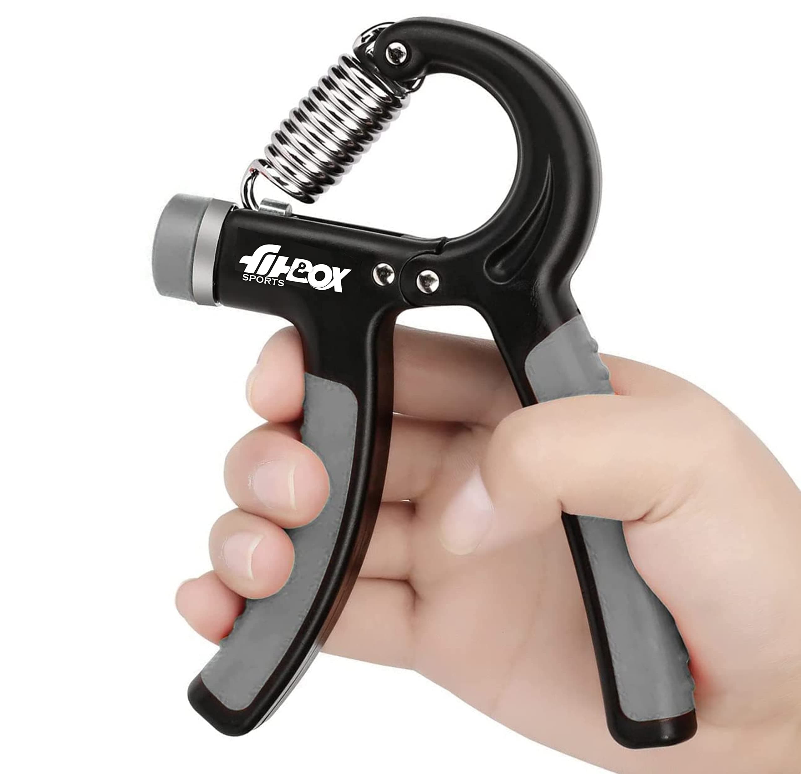 FitBox Sports Steel Alloy Adjustable Black/Gray Hand Grip (10Kg-40Kg) Finger Excerciser, Hand Gripper For Men & Women