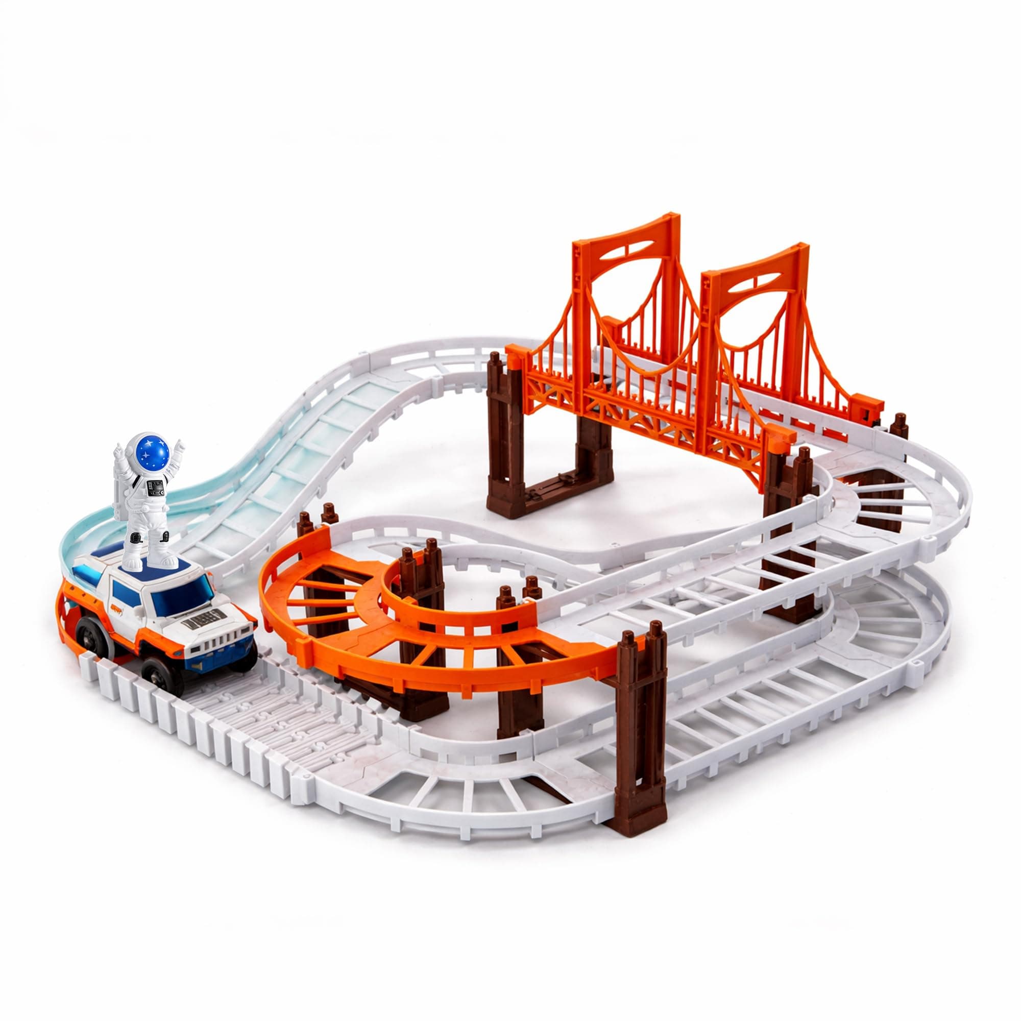 Car Race Track Set for Kids 3-7 Years Outer Space DIY Track Adventure Toy with Astronaut & Battery Operated Car, Train Track Style Ramp Racing Set, Educational STEM Building Toy for Boys & Girls