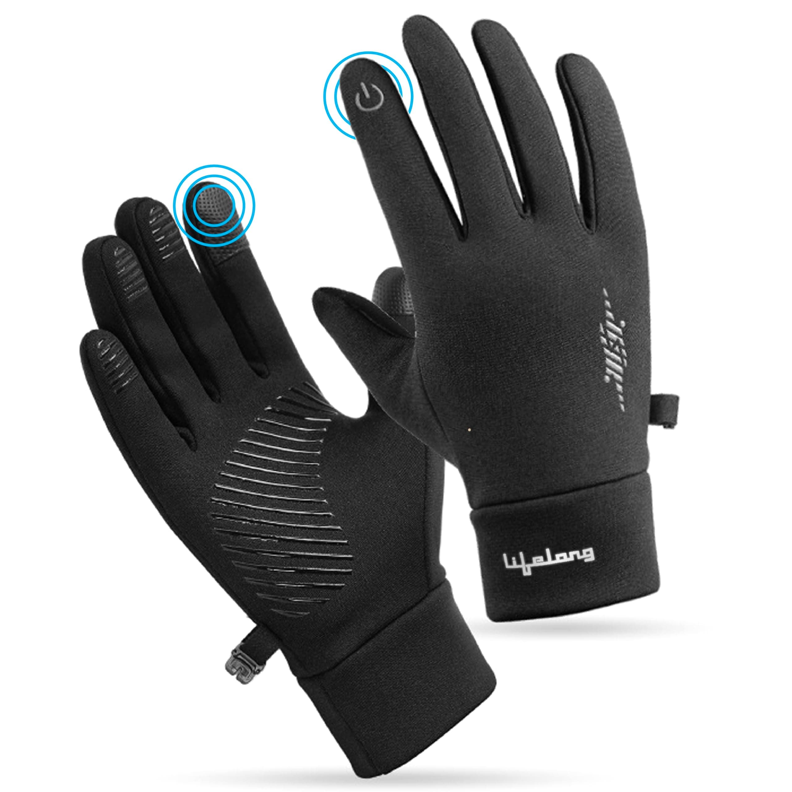 Lifelong Rider Gloves with Touch Screen | Riding Gloves for Men & Women | Cycling Gloves | Trekking & Ski Gloves | Anti-Slip Design | Outdoor Sports Riding Gloves (XL, Black)