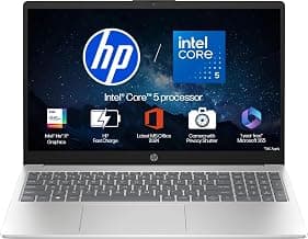 HP 15, Core 5-120U (16GB DDR4, 512GB SSD) FHD, Anti-Glare, Micro-Edge, 15.6''/39.6cm, Win11, M365 Basic(1yr)* Office24, Silver, 1.59kg, fd0665tu, Backlit, FHD Camera w/Shutter Laptop