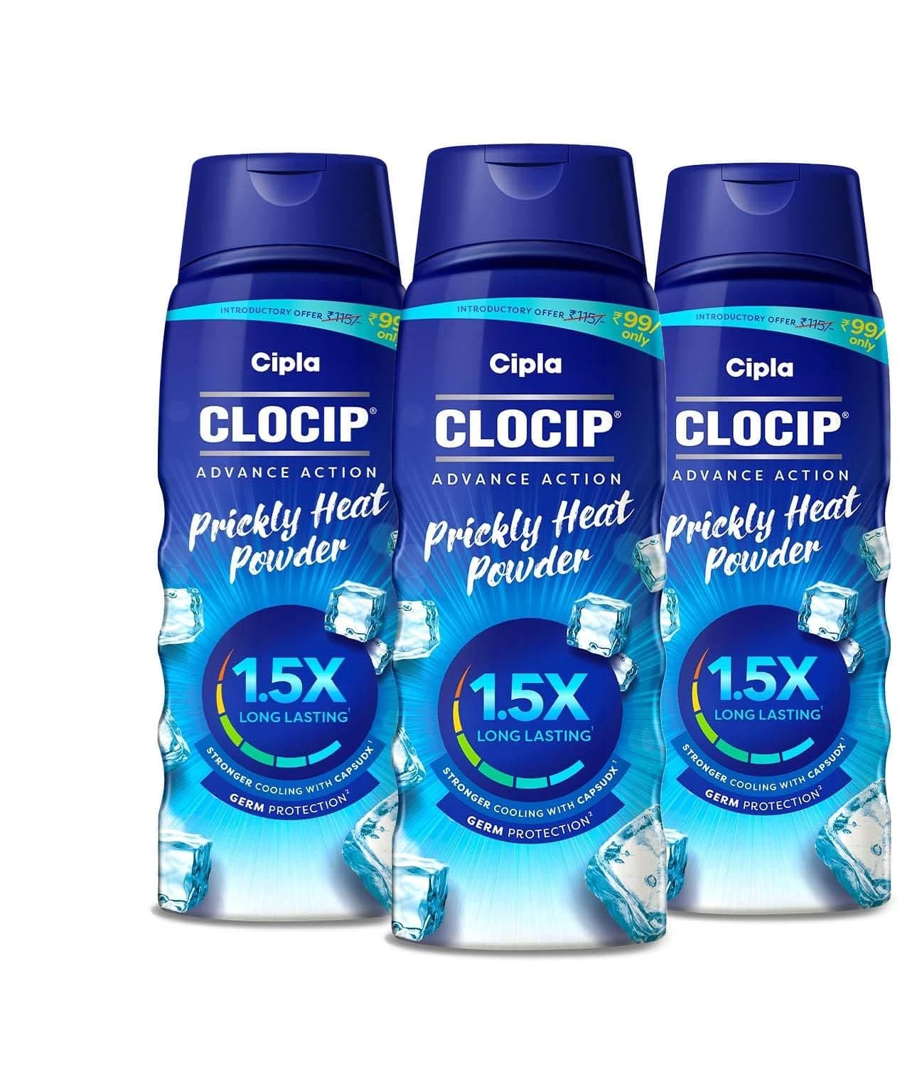 Cipla Clocip Advance Action Prickly Heat Powder (150g, Pack of 3)