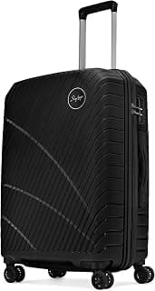 Skybags Streax | Check-in Trolley Bag, 66 Cm, Medium Hardside Luggage | 8 Wheels, Combination Lock | Polypropylene | Suitcase for Travel | 5 Year International Warranty | Black| Spinner Wheel