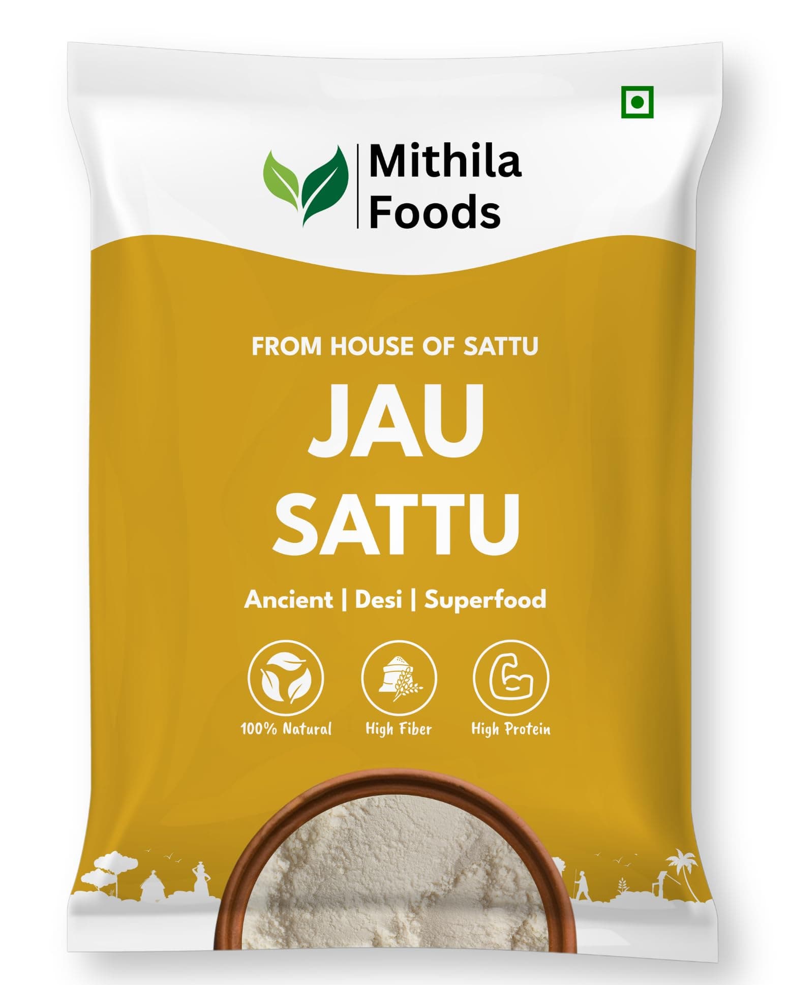 MITHILA FOODS 2 Kg Jau Sattu | High-Fiber Barley Sattu | Protein-Rich Energy Drink | Low GI Superfood | Roasted & Pure | Natural & Wholesome | Authentic Traditional Flavor from Bihar (Value Pack)