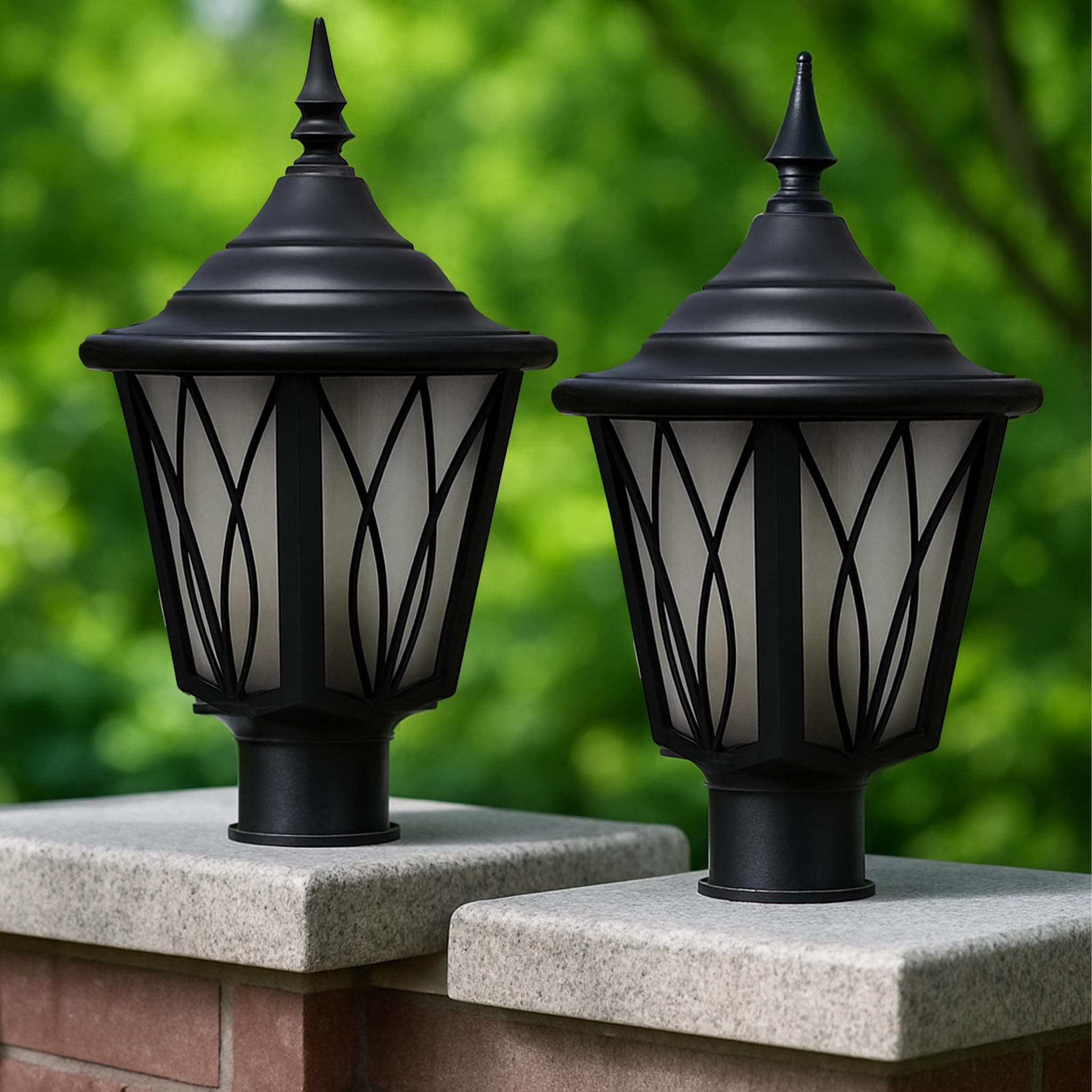 DarkVision Stylish Gate Light Waterproof Pillar Lamp Outdoor Decor Garden Lighting Pole Mount Exterior Fixture for Home Entrance Patio Compound Boundary (Pack of 2)(Without Bulb)