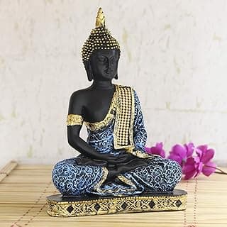 eCraftIndia Buddha Showpiece (22cm x 16 cm x 6 cm, Blue) - Polyresin