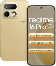 realme 16 Pro 5G Smartphone 12+256GB Gold, 6.78-Inch Screen, 144Hz AMOLED Display,7000mAh Battery,80W SuperVOOC, Rear 200MP+Front 50MP Camera, MediaTek 7300-Max Processor,IP69