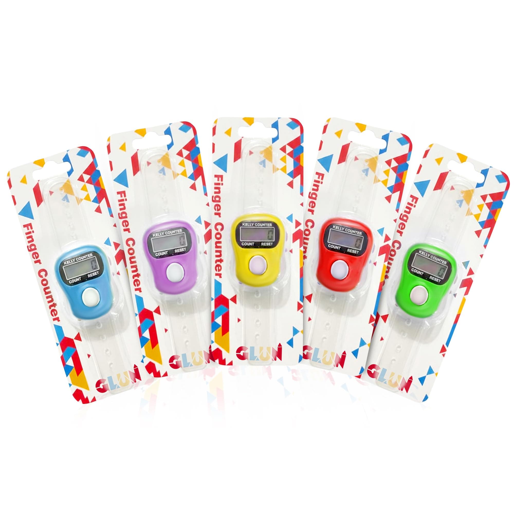 Finger Tally Counter, Pack of 5 Multicolour, 5-Digit Counting Device, Ring Electronic Light Digital Counting for Umpire & Various Counting Purpose (Random Colour)