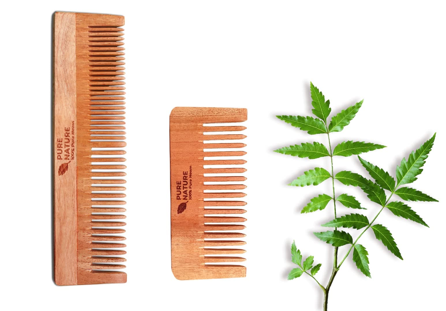 PURE NATURE Neem Wood Comb For Hair Growth | Hair comb set combo for Women & Men | Kachi Neem Kangi | Kanghi for Hair (Pack of 3)