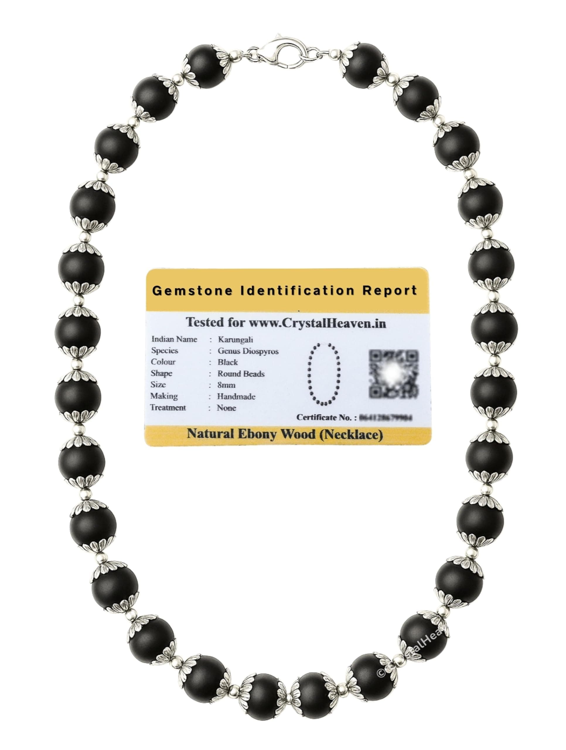 Crystal Heaven Govt Certified Karungali Malai Original - 54 Beads 6mm Ebony Wood Mala with Certificate for Spiritual Practices, Karunggaali Mala Original Beads for Meditation and Healing
