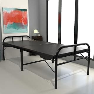 Honey Touch Nexon Folding Bed Single for Sleeping with Mattress | No Assembly Required | Foldable Bed for Sleeping/Guests/Rented Apartments/Bedroom (3ft x 6ft, Black)