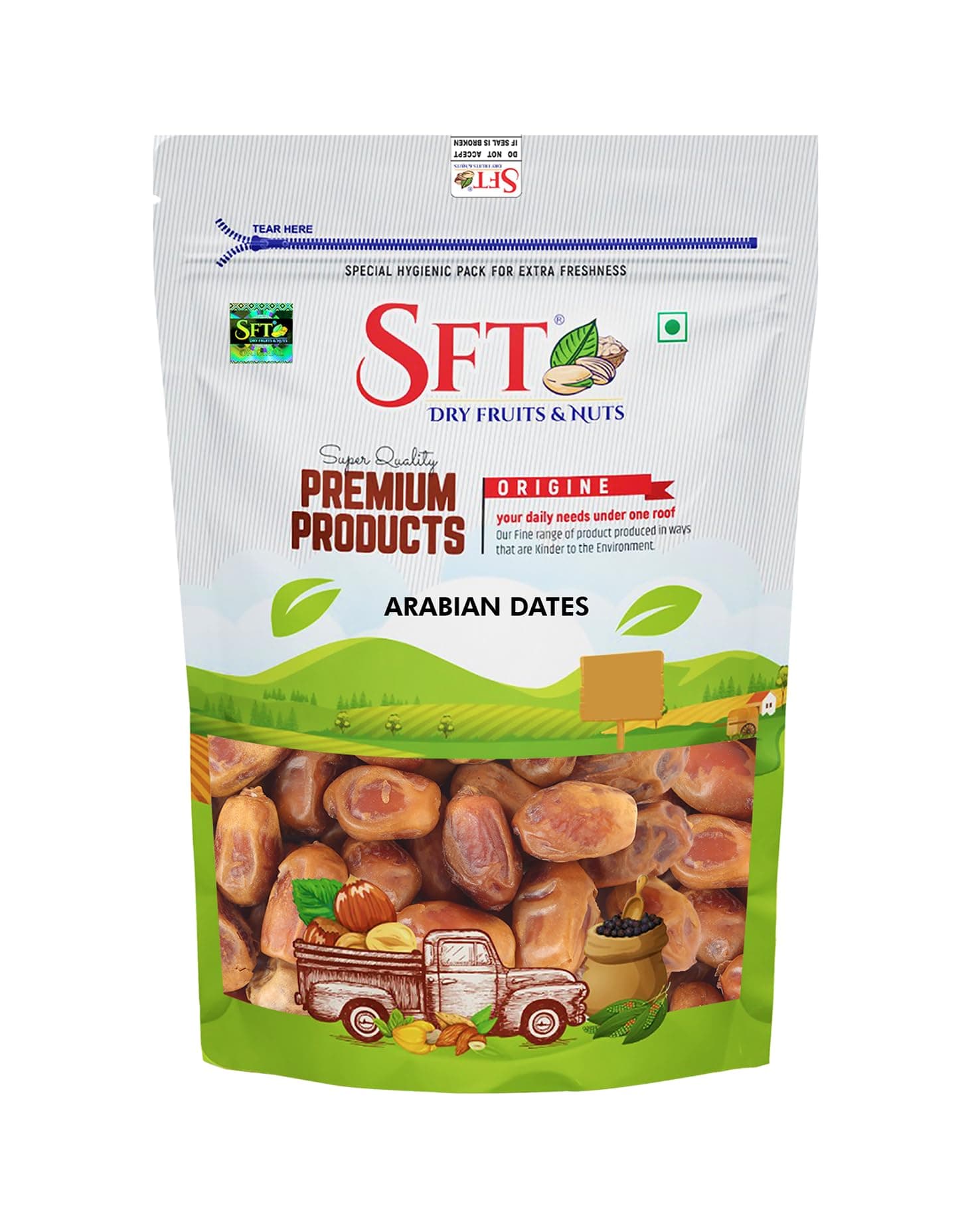 SFT Premium Natural Arabian Dates 1 Kg Pouch | Khajur, Khajoor | Dry Fruits | Dates in Fresh | Healthy Snacks | Rich in Fibre | No Added Sugar