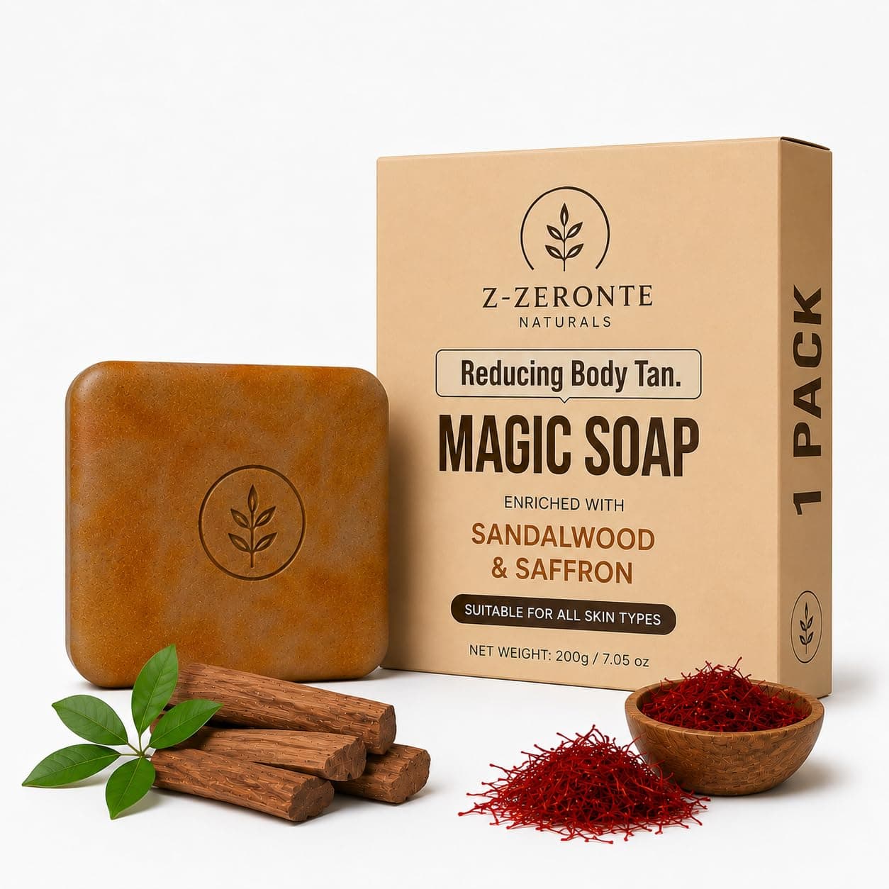 Sandalwood & Saffron Magic Soaps For Bath (100 Gms Pack Of 1) | Paraben Free | Chandan & Kesar Bath Soap | Handmade Soaps For Glowing | Skin Brightening Soap For Men & Women