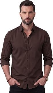 NexaFlair Men's Regular Fit Solid Pattern Laffer Cotton Shirt with Long Sleeve Collared Neck Standard Length and Button Down Closure Type | Mens Casual Shirts | Man's Formal Shirts