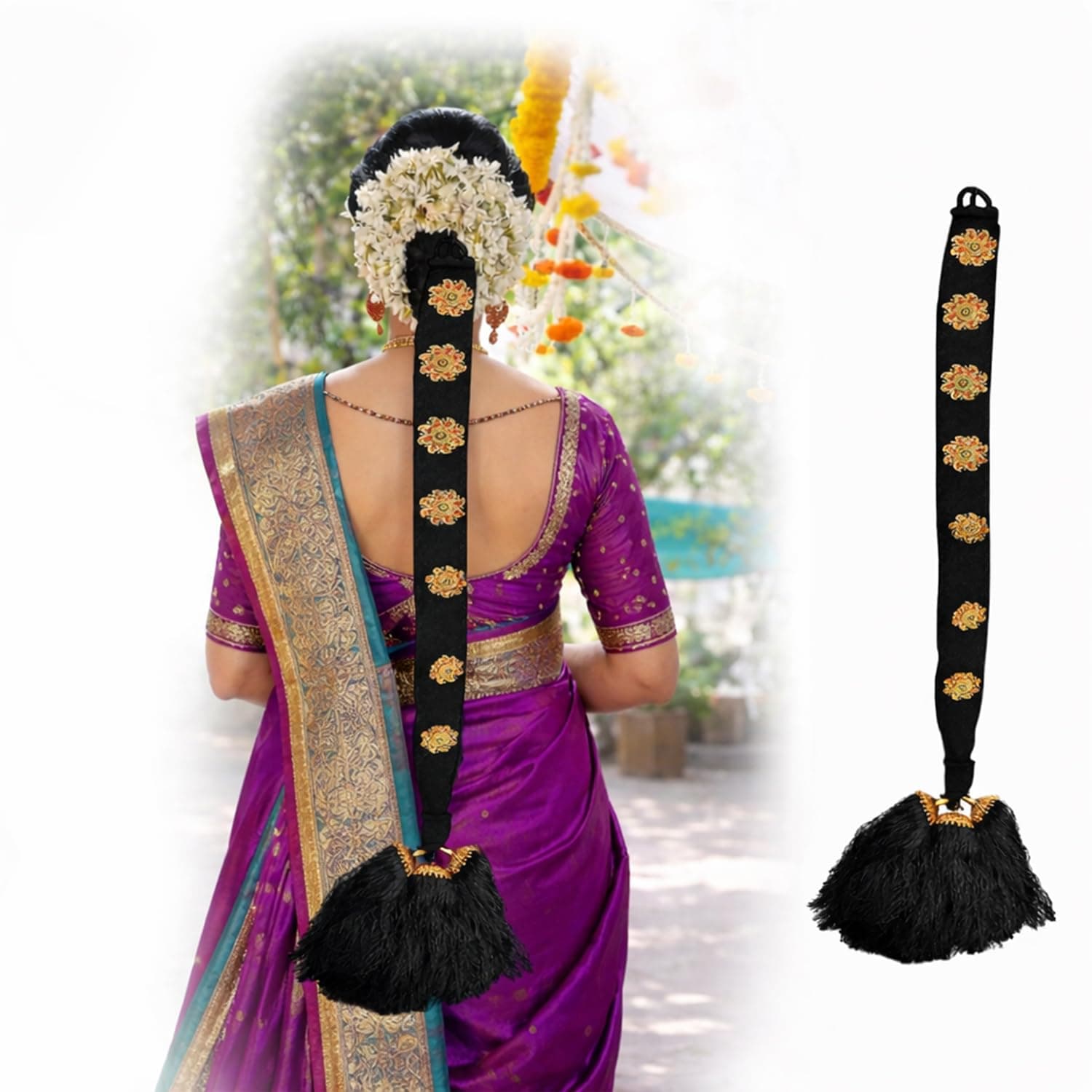 VAMA FASHIONS Traditional Bharatanatyam Savaram Jada Billalu Kuchipudi Kunjalam Ready hair jadai Wedding jewellery for Women & Girls