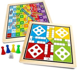 Wembley 2-in-1 Ludo Snake and Ladder Jumbo Wooden Board Game| Magnetic Ludo and Snake and Ladder Game Set| Vibrant Multiplayer Game for Kids & Adults| Smooth & Durable Indoor Board Game Set