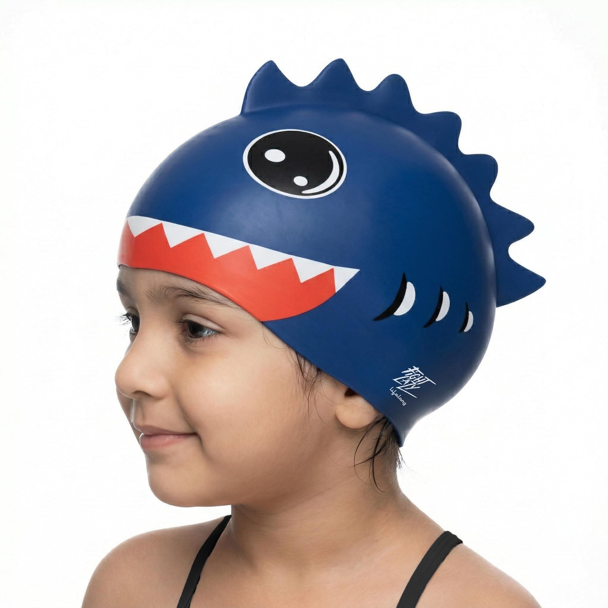 Lifelong Swimming Cap for Kids | Waterproof Silicone Swim Cap for Boys & Girls| Swimming Pool Cap| Swimming Accessories | Easy Fit Head Cap for Kids (Navy Blue)