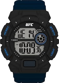 TIMEX UFC Striker Digital Watch for Man with Silver Round Dial & Black Resin Bracelet Band Water Resistant Men's Wrist Watches - TW5M535000D