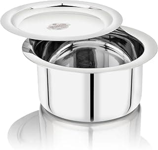 Vinod Stainless Steel Flat Bottom Cooking Tope with Lid | Induction & Gas Compatible | Food-Grade Stainless Steel | 21.5cm dia | 18G | 1.5mm Thickness | 2300ml Capacity | Rust-Resistant & Long-Lasting