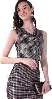 Tokyo Talkies Women's Sleeveless Cowl Neck Self Design Dresses | Stylish Dresses | Party Dresses