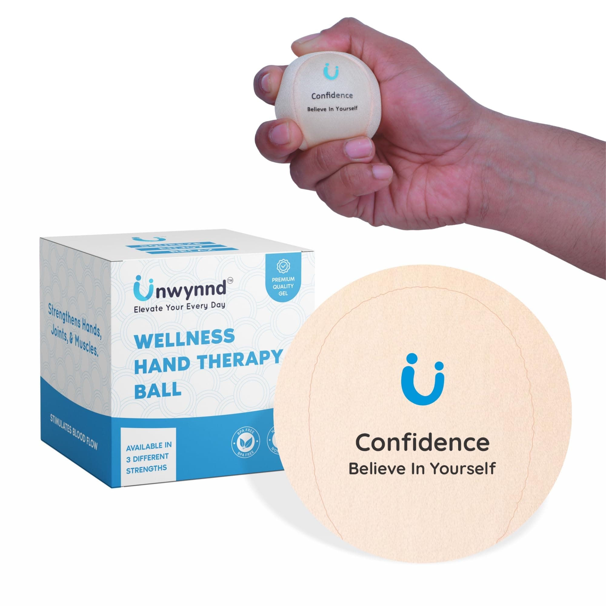 Unwynnd Stress Balls For Adults - Hand Exercise Ball For Stress Relief, Carpal Tunnel, & Arthritis For Hand Grip Strengthening - Anxiety Relief Physio Ball Fidget (1 PCS)
