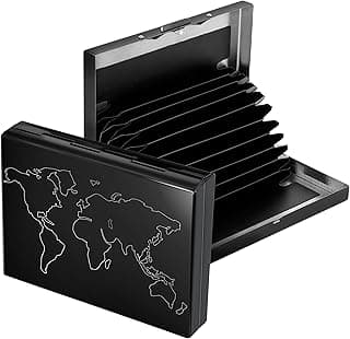 Storite 10 Slots RFID Metal Credit Debit ATM Card Holder Case Wallet for Men Women (Black Laser Print, 10 x 1.5 x 7.5cm)