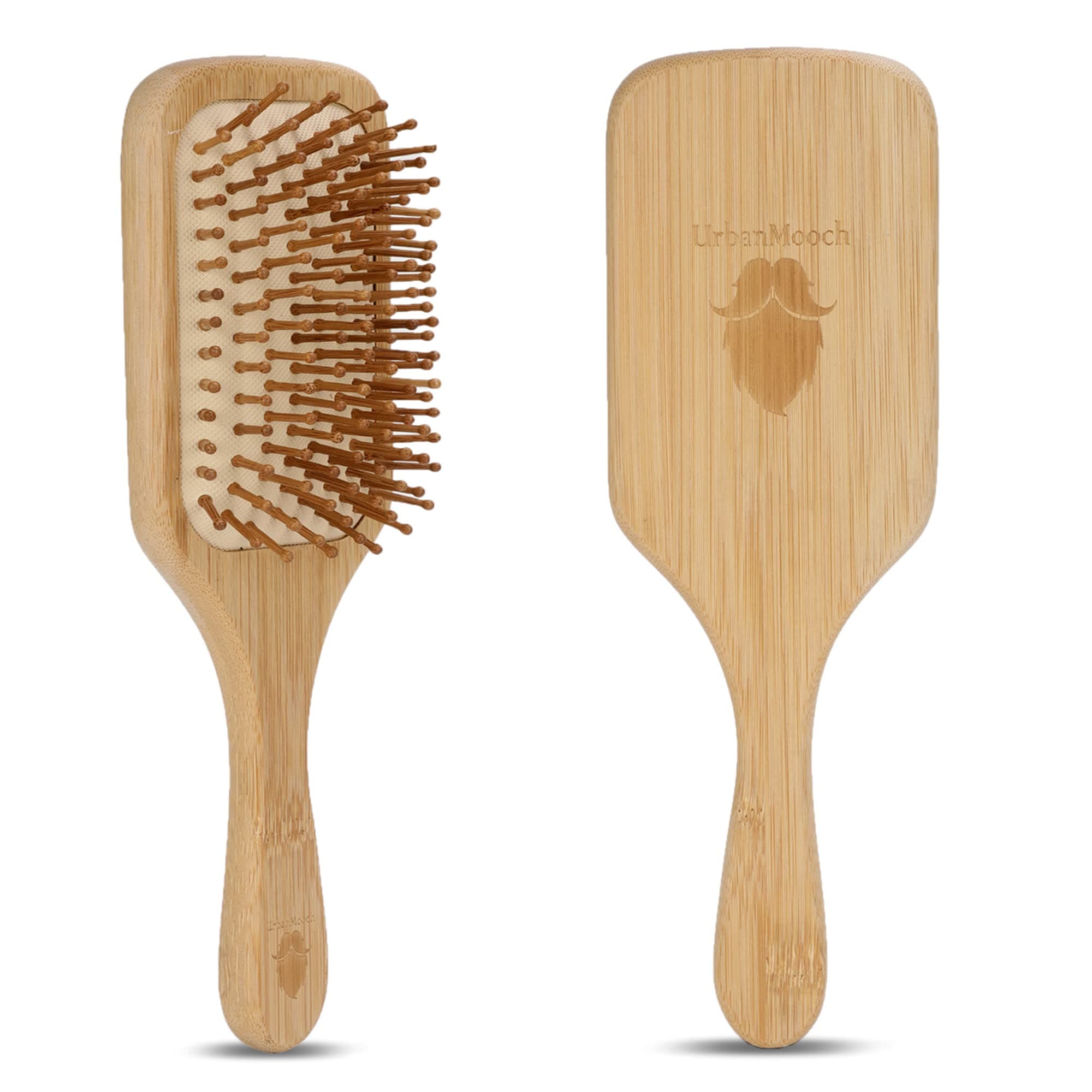 UrbanMooch Wooden Bamboo Hair Brush, Detangling Brush, Eco Friendly Paddle Hairbrush, For Thin, Long, Curly Hair, Stimulates Scalp - Helps Growth & Adds Hair Shine