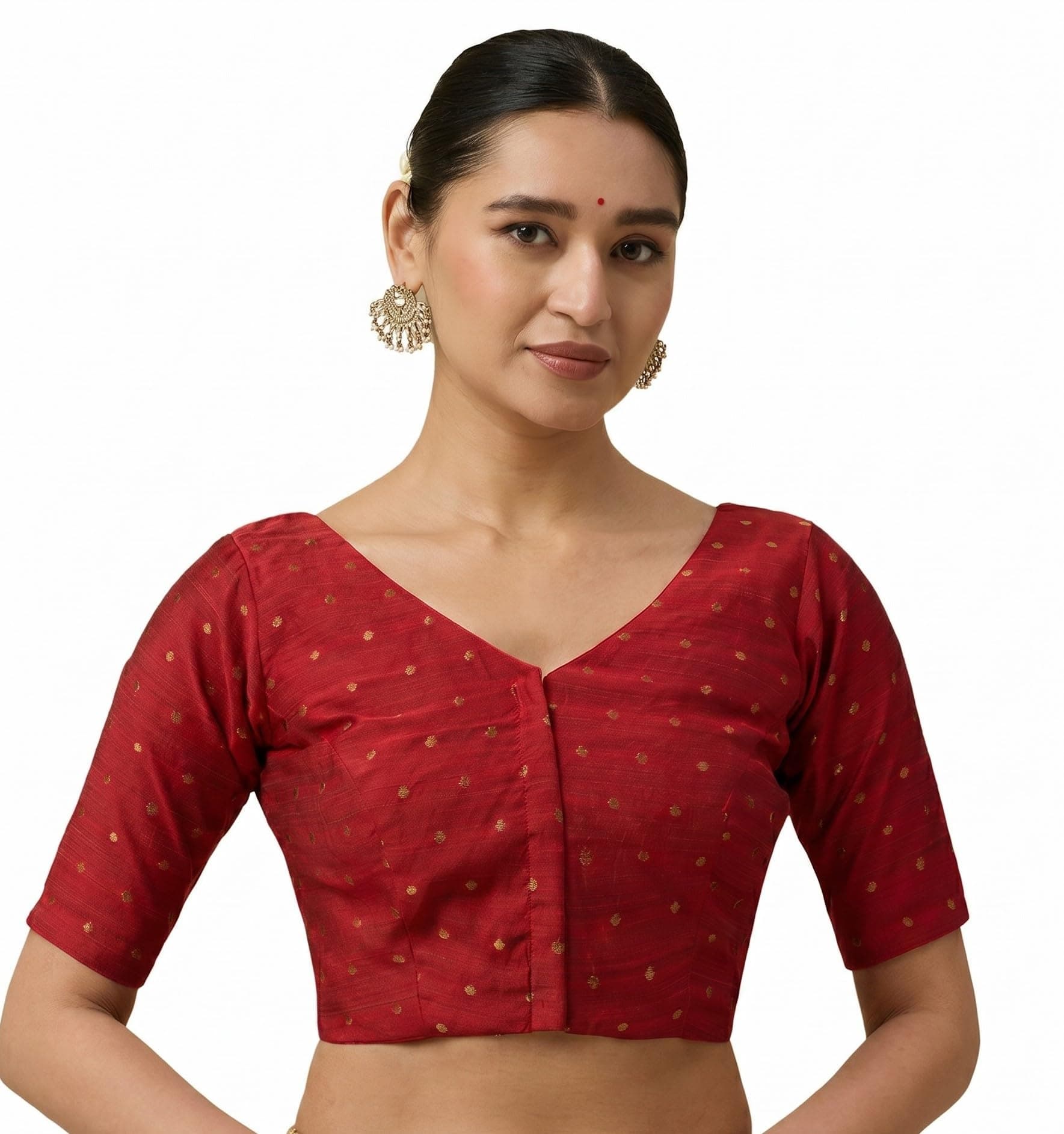 Studio Shringaar Women's Cotton Silk Blended Handloom Readymade Saree Blouse