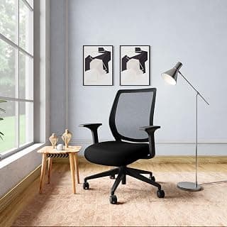 Interio by Godrej Curv Premium Mesh Wide Back Ergonomic Chair for Work from Home/Study | 1 Year Warranty | Height Adjustable Chair | Heavy Duty PP Base | DIY Installation (Black)