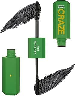 Swiss beauty Craze Duo Mascara | 2-in-1 Lengthening and Volumizing Mascara with non clumping and non flaking finish | Smudgeproof and waterproof | Black, 20ml