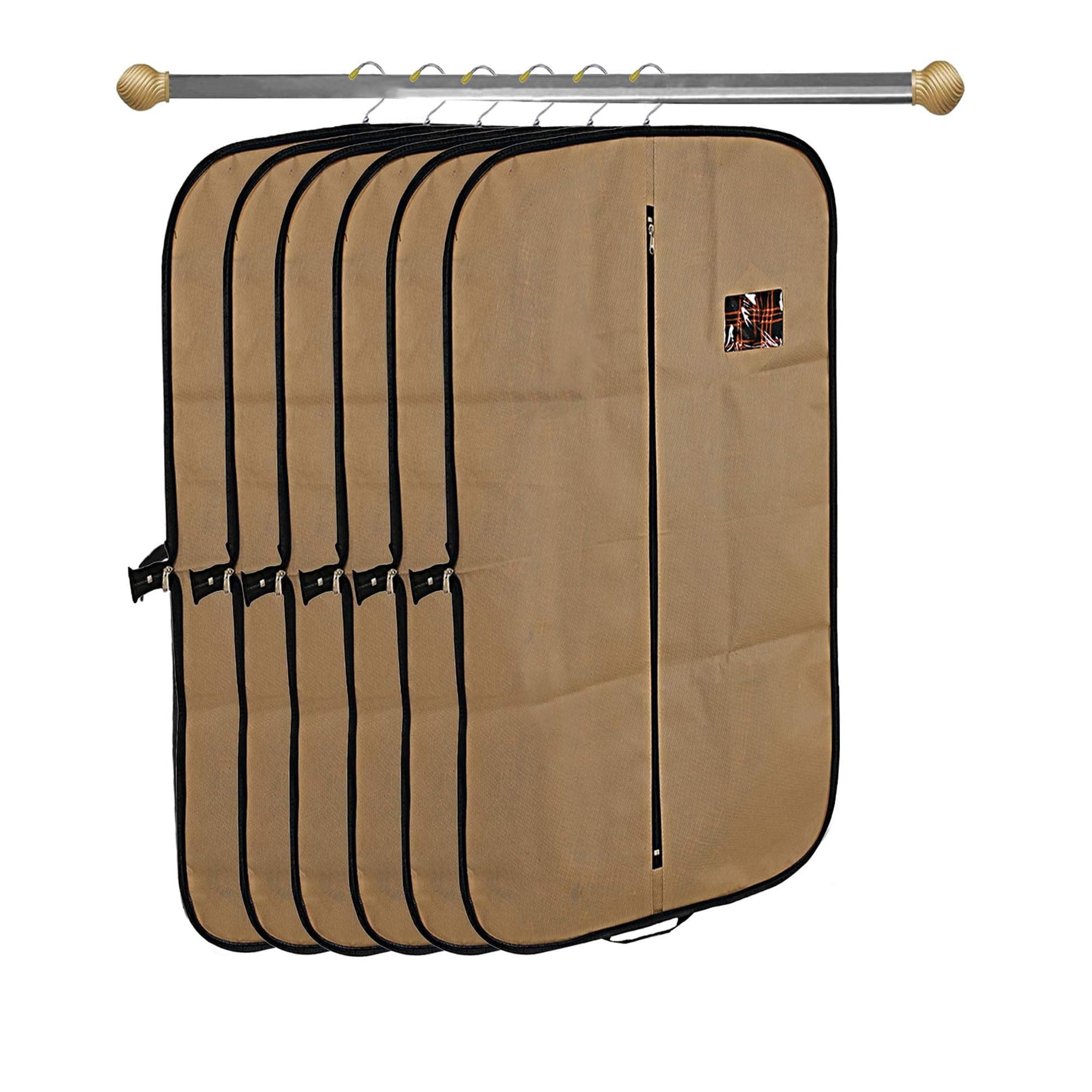 Kuber Industries Pack of 6 Coat Cover | Foldable Blazer Cover | Suit Cover With Zipper Closure | Cloth Organizer For Dust Proof Jacket | Cream