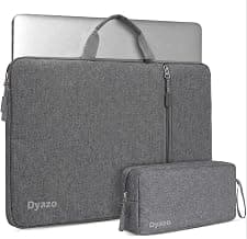 Dyazo 15.6 Inch Laptop Sleeve with Charger Pouch | Front Pocket with Handle Water Resistant Sleeve Case | Compatible for MacBook, HP, Dell, Acer, Asus, Microsoft, Samsung and Other Notebooks (Grey)