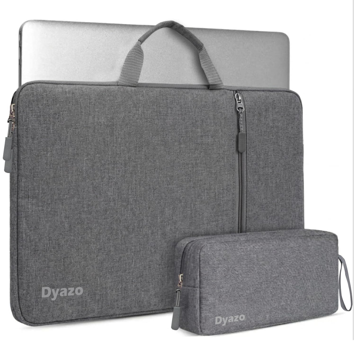 Dyazo 14 Inch Laptop Sleeve with Charger Pouch | Front Accessories Pocket with Handle Sleeve Case Cover | Compatible For MacBook, Lenovo, HP, Dell, Asus, Acer and Other Notebook (Grey)