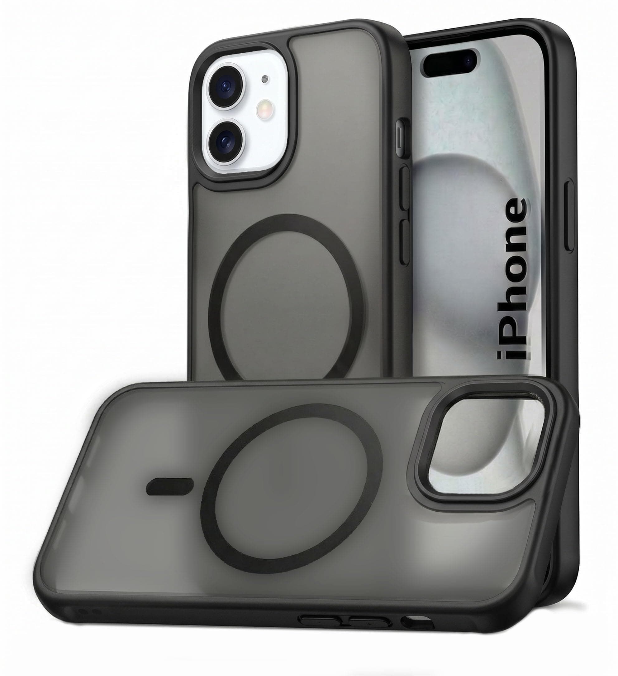 amazon basics Ultra-Hybrid Shockproof Back Cover Case for iPhone 11 Compatible with MagSafe | Camera Protection Bump | Hard Back Cover Case for iPhone 11 (PC & TPU, Crystal Clear Back, Black Sides)