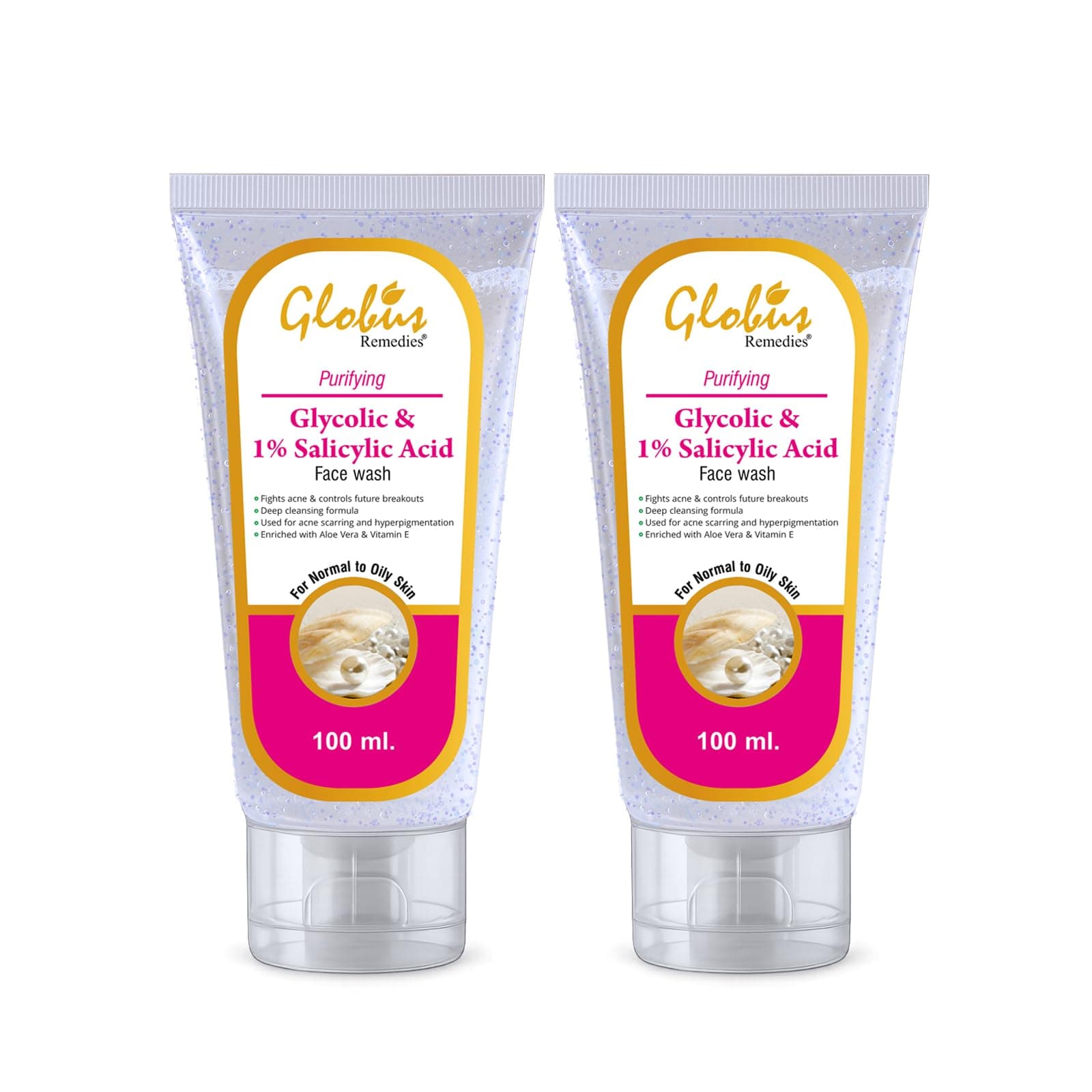 Globus Remedies Pimple Clear Face Wash with Glycolic & 1% Salicylic Acid - 100 ml (Pack of 2)