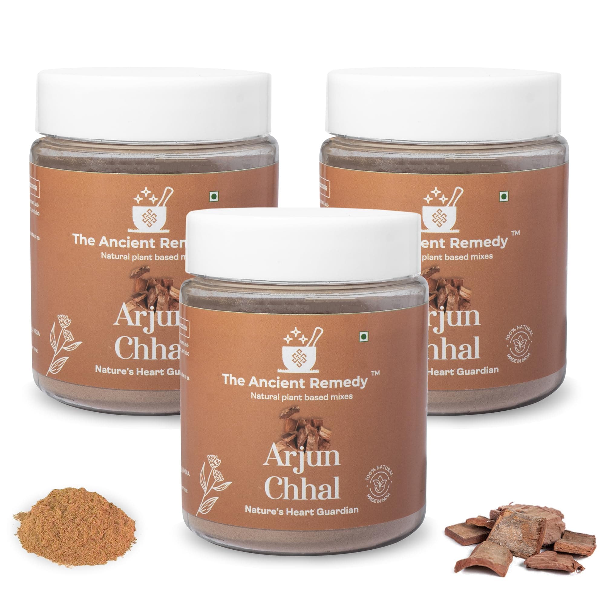 THE ANCIENT REMEDY Arjun Chaal Powder 110GM, 100% Natural & Pure Herbal Arjun Ki Chaal Powder For Men & Women Supports Heart Health, Promotes Good Cholesterol, Arjuna - Pack 3