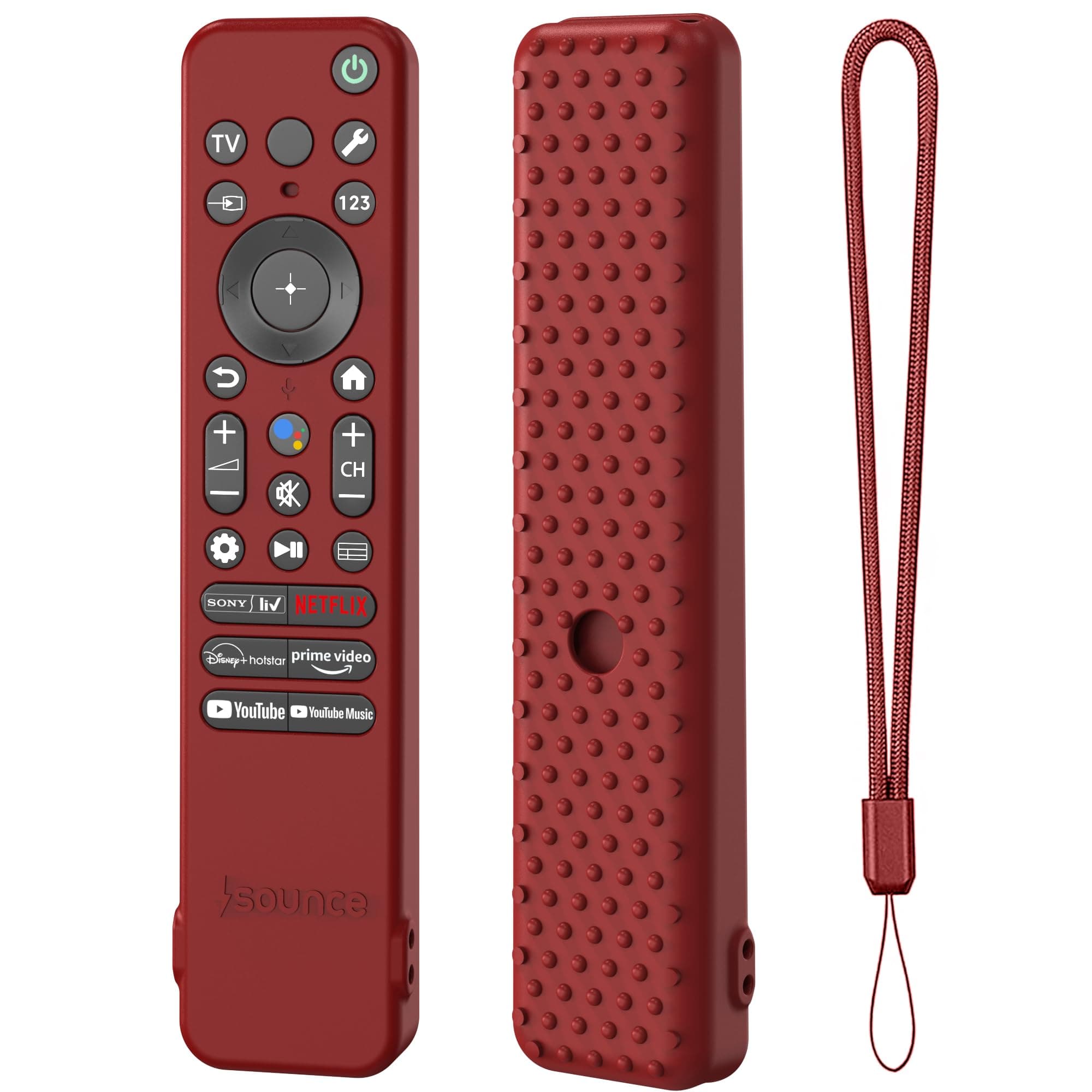 Sounce Silicone Remote Cover Compatible with Sony Bravia Smart TV 2023 RMF-TX910U – Shockproof Protective Case with Anti-Slip Texture, Precision Cutouts (Maroon) [Remote Not Included]