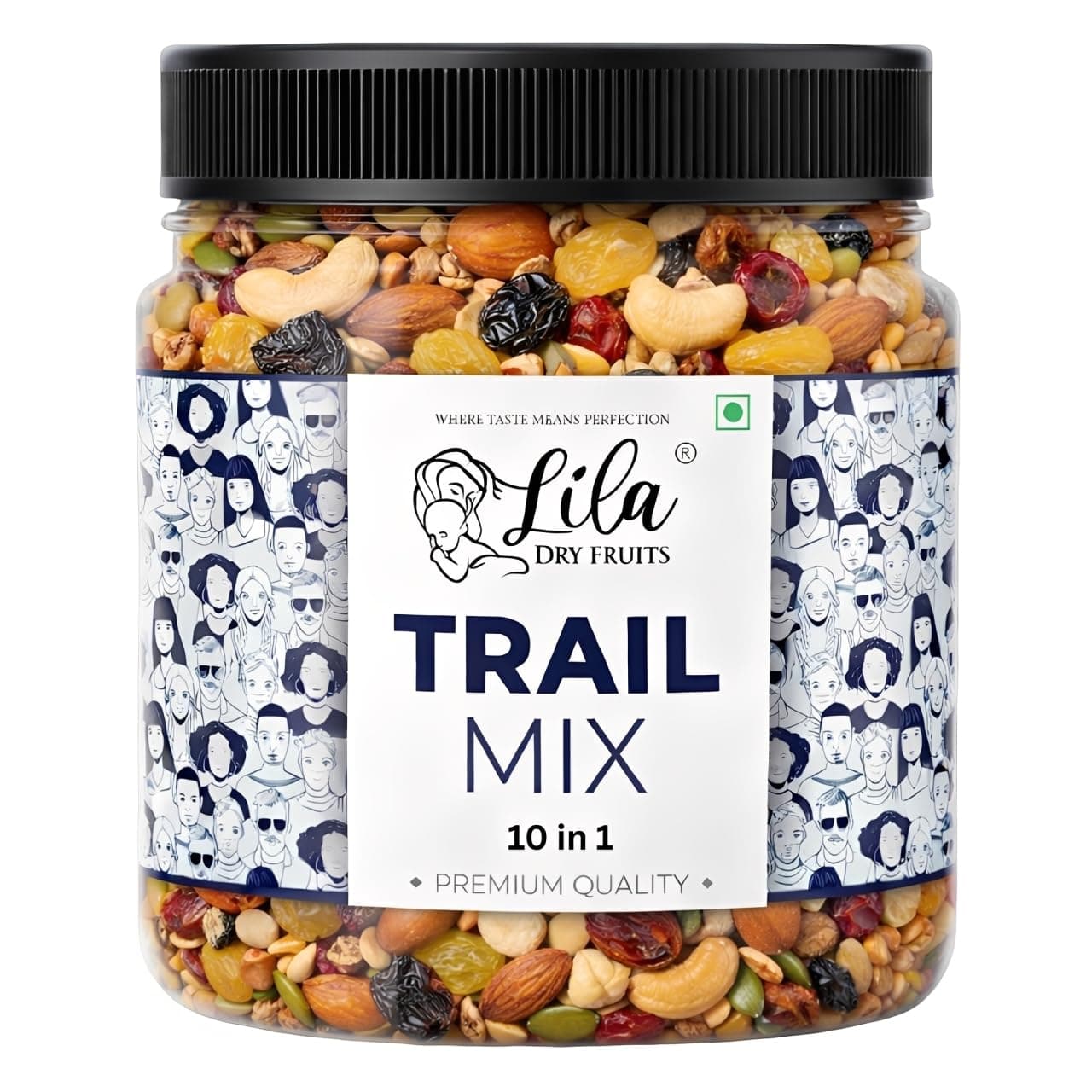 LILA DRY FRUITS Premium Trail Mix 100 Gms - Cashew, Raisins (Black and Golden), Almonds, Apricots, Roasted Pumpkin Sunflower Seeds, Cranberry, Amla Candy, Yellow Dates Dry Fruits Perfect for Gifting