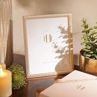 PURE HOME + LIVING Gold Plated Ribbed Metal Photo Frame, Tabletop Gold Plated Photoframe With Metel Finish Picture Frames Home & Wall Decoration (8X10 Inches,Pack Of 1)