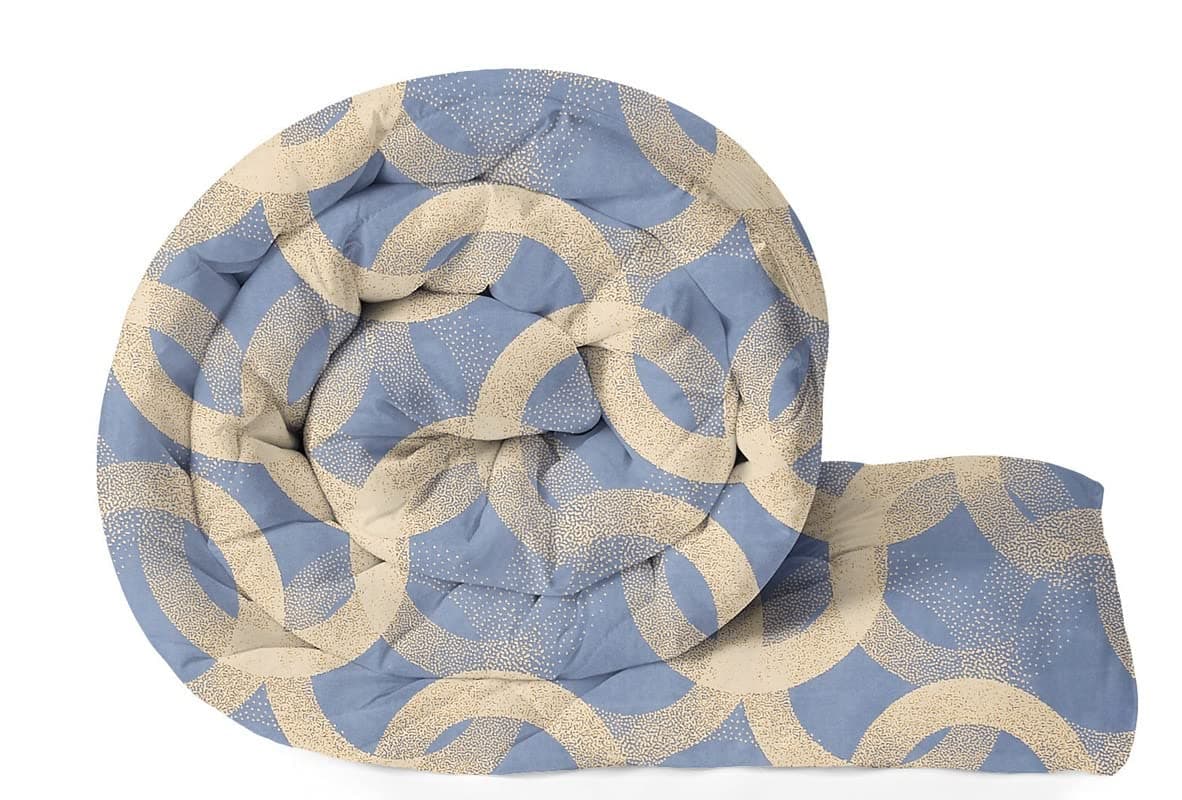 VAS COLLECTIONS 220 GSM Microfiber Reversible Ac Comforter/Blanket for Winter/Quilt/Duvets for Double Bed Size (230X250 Cm,Blue & Beige), Floral