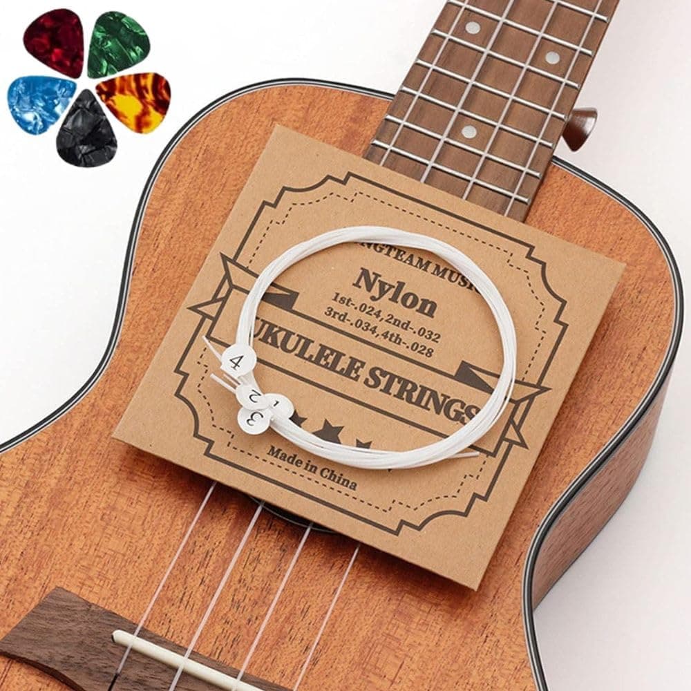 TECHBLAZE Nylon Ukulele Strings Set of 4 Replacement Ukulele Strings True Tone for Soprano, Concert, Tenor, 1-A,2-E,3-C,4-G – White