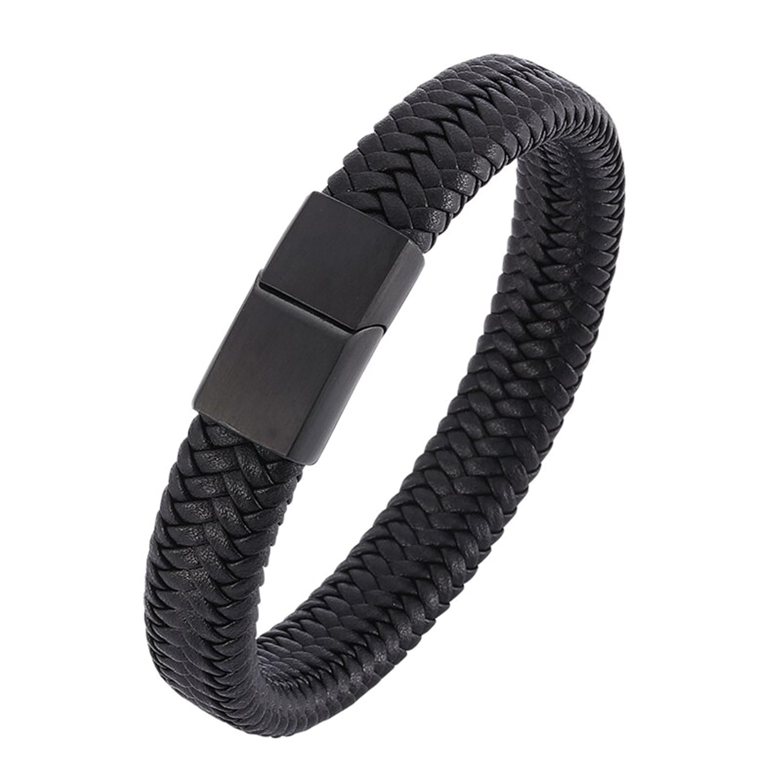 Fashion Frill Stylish Bracelet for Men Black Leather Hand Band Jewellery Accessories For Boys Gift for Husband & Boyfriend