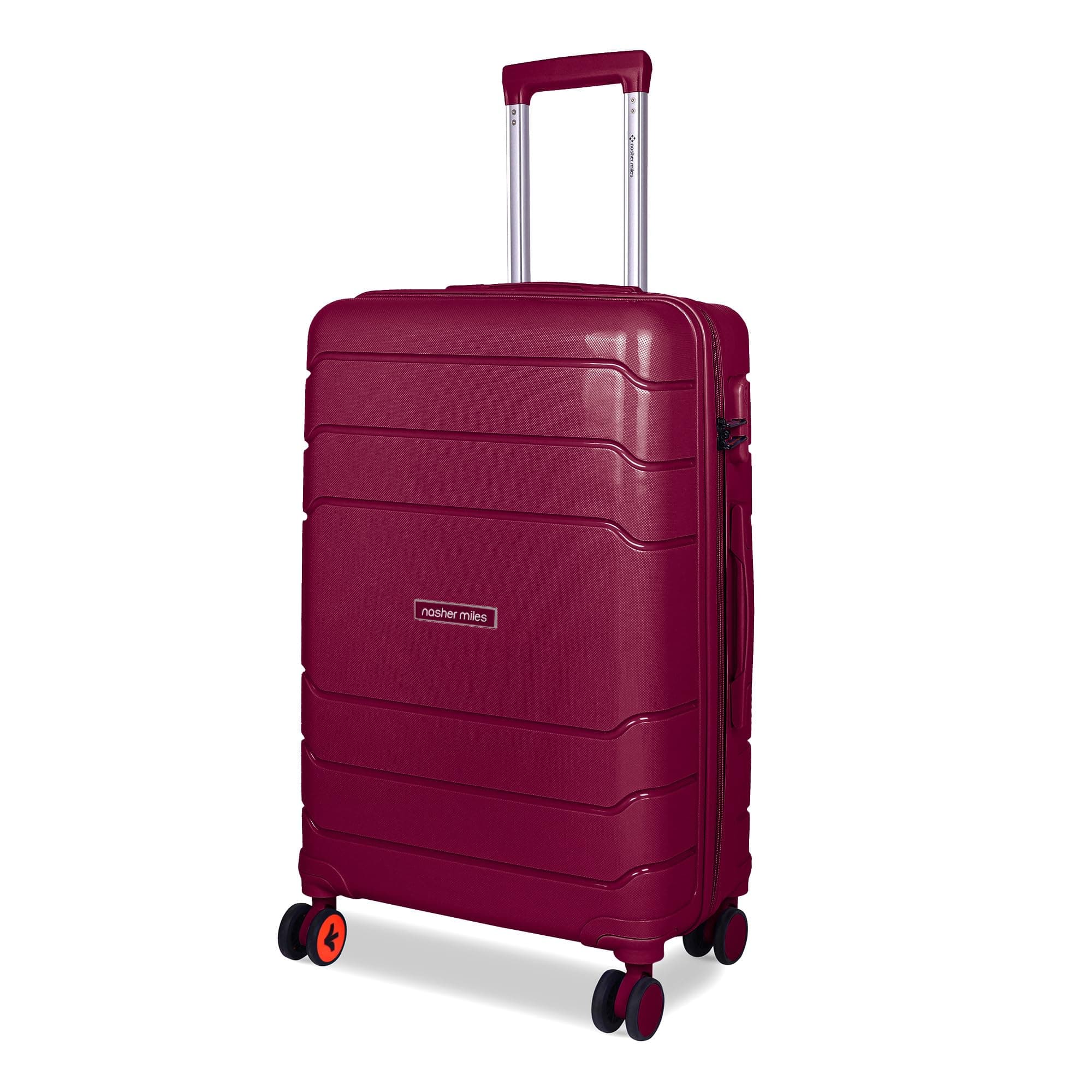 Nasher Miles Lisbon Hard-Sided Polypropylene Check-in Luggage 28 inch | 75cm | 8 Wheels Large Trolley Bag for Travel | Suitcase (Burgundy)