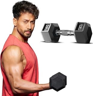 SLOVIC Single 5 kg Dumbbell | Dumbbells - Gym equipment for home workout | 5 kg Dumbbells Set (5kg X 1) | Fitness Gym Dumbbell set 5kg for Muscles| Anti Skid rubber dumbles | Dumbell Weights for Workout