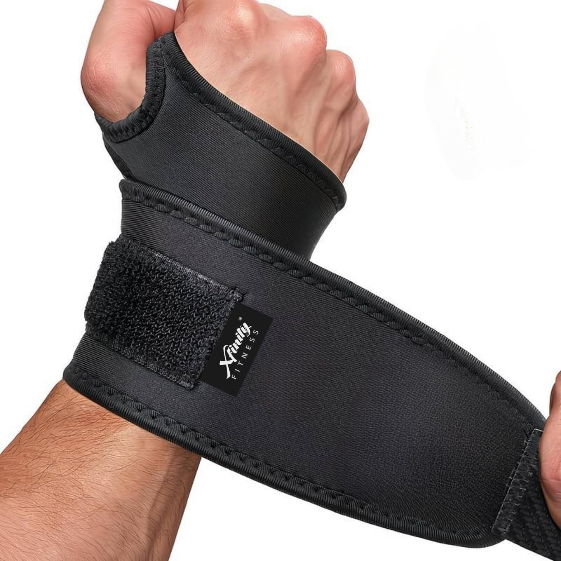 Xfinity Fitness Neoprene Wrist Support for Gym Workout, Adjustable Wrist Brace with Compression Strap for Weightlifting, Bench Press, Badminton, Training & Pain Relief, Unisex (2)