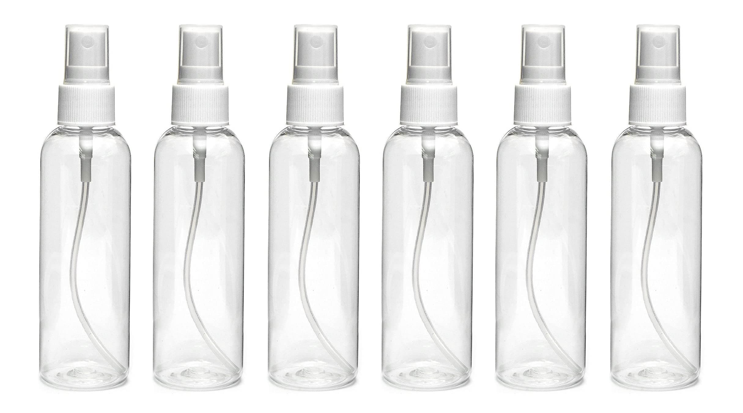 nsb herbals 100 ml Transparent Plastic Empty Refillable Reusable Fine Mist Spray Bottle Container for Sanitizer, Perfume, Rose water, Travel, Home Care, Other DIY (Pack of 6)