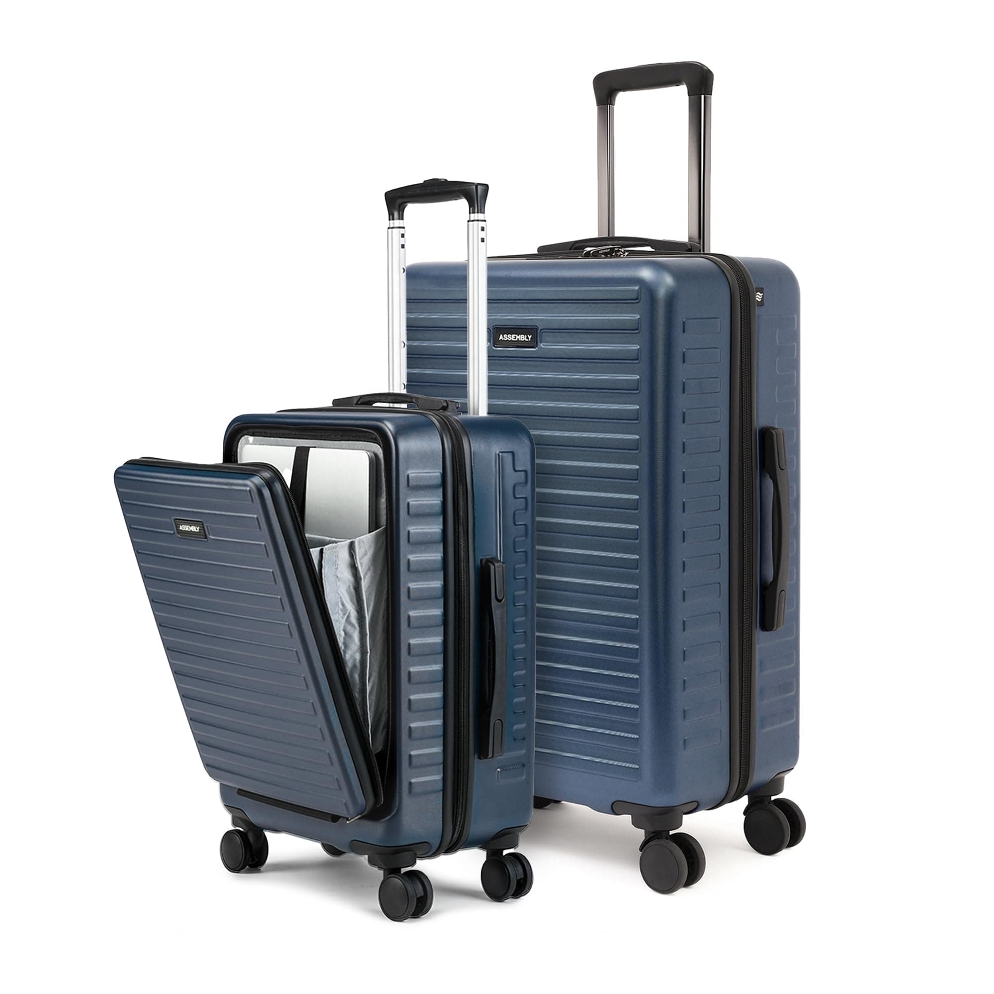 Assembly Stark Hard Luggage Set of 2 Trolley Bags (20 + 28 Inch), Unbreakable Polycarbonate Luggage Set, TSA Lock, Silent 8 Spinner Wheels, Hard Shell Suitcase Set Blue