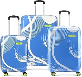 VIP Skybags Splash Set (55+65+75 cm) | Printed Luggage Trolley Set with 8 Wheels and in-Built Combination Lock | Unisex (Blue)